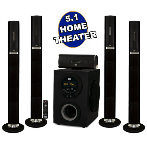 Acoustic Audio AAT3002 Tower 5.1 Home Theater Bluetooth Speaker System with 8