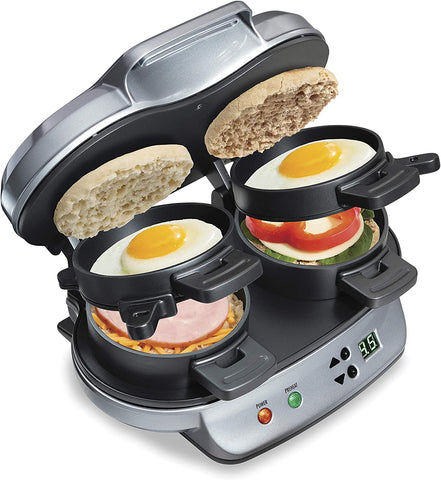 Hamilton Beach Dual Breakfast Sandwich Maker with Timer, Silver (25490A)