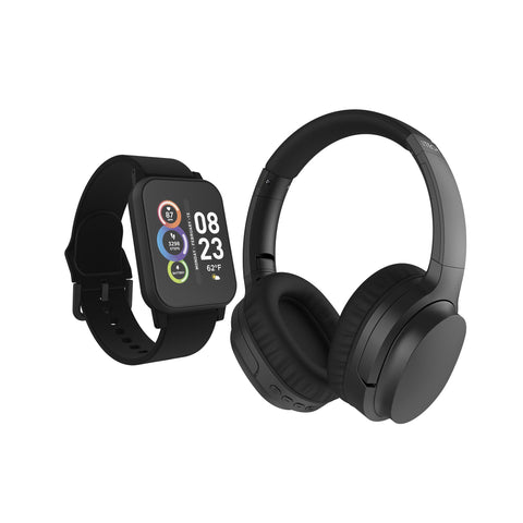 iTech Fusion 2 Unisex Black Smart Watch with Wireless Headphone 900348B-40-G02